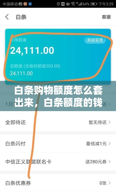白条购物额度怎么套出来，白条额度的钱怎么弄出来?