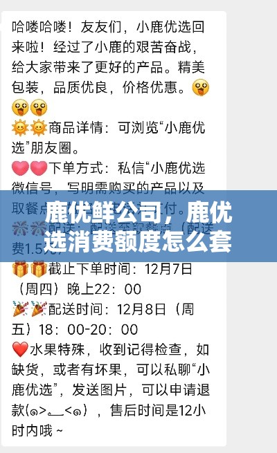 鹿优鲜公司,鹿优选消费额度怎么套